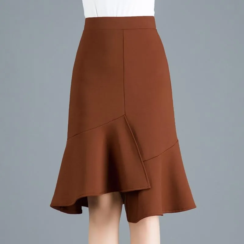 Skirts Women's Skirt Autumn Mid-length High Waist Irregular Hip Chic Fishtail Black Red BrownSkirts