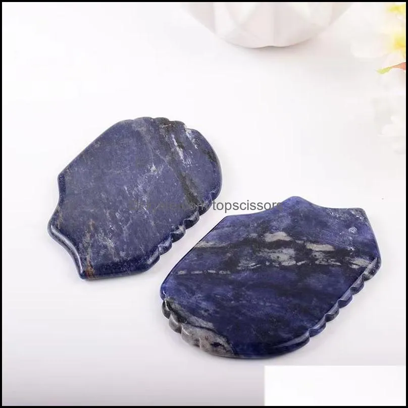 Natural Stone Slimming Face Massager Lifting Chin Health Care Beauty Jade Guasha Scraping Board Blue Sodalite Gua Sha Facial Massage