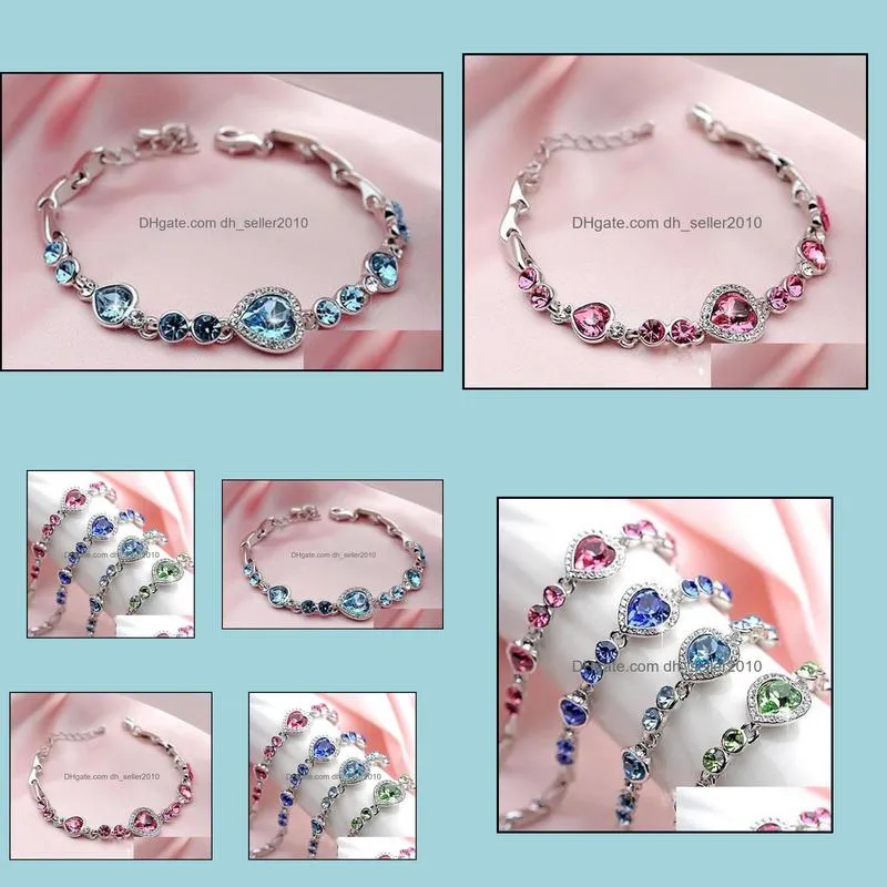 bracelets for women women`s korea bracelet fashion heart crystal bracelets bangles glamorous heart bracelet