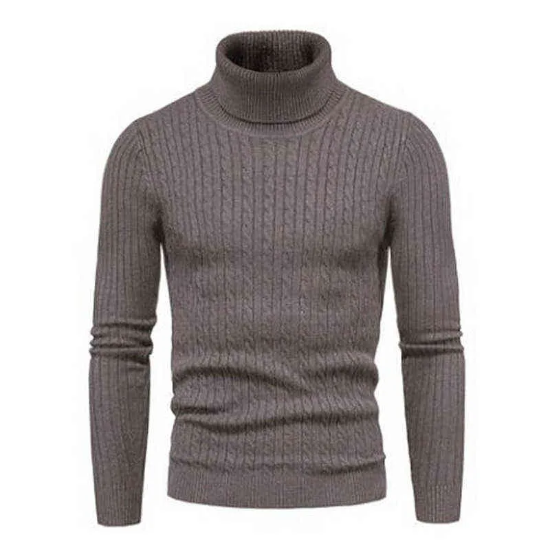 Wenyujh Casual Uomo Inverno Tinta unita Collo alto Manica lunga Twist lavorato a maglia Maglione sottile Maglioni lavorati a maglia Pullover Uomo Maglioni L220730