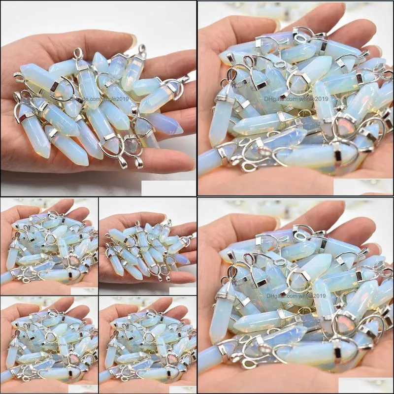 fashion hotselling opal stone charms hexagonal healing reiki point charms pendants for jewelry making