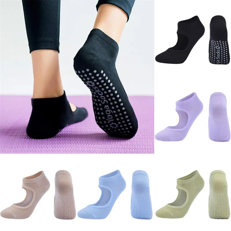 Sports Socks Ladies Anti-Slip Blue Breathable Anti-Sweat Show Instep Gym Yoga Ballet Dance Solid Color High Quality SocksSports