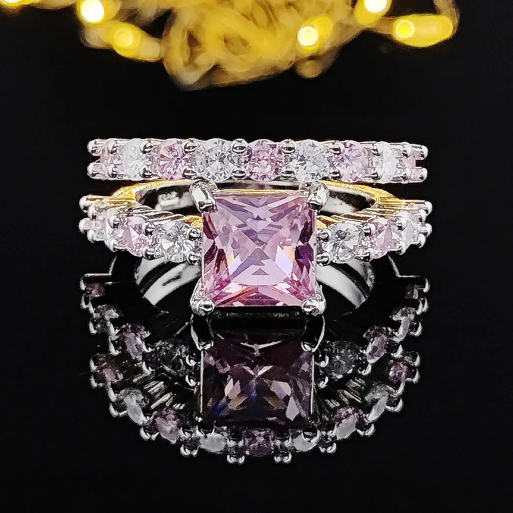 2022 Новая роскошная розовая принцесса S925 Серебряное обручальное кольцо невесты для женщин для женщин -юбилей подарки