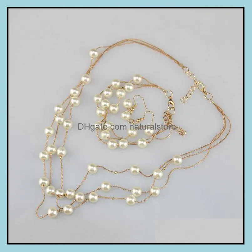 3PCS/set luxury style 2 layers necklace pearls sweaters necklaces designer free lady Perfume number 5 women neckless long necklace