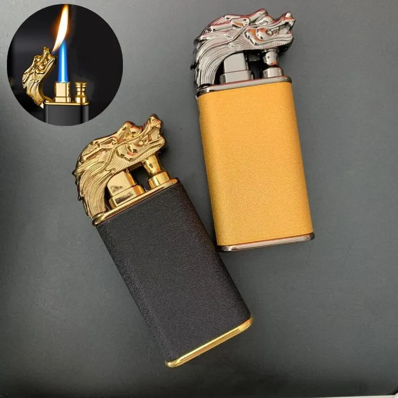 Tapisseries Creative Dragon Double Feu Briquet Jet Flamme Conversion Ouverte Coupe-Vent Gonflable Nouveauté Hommes GiftTapestries