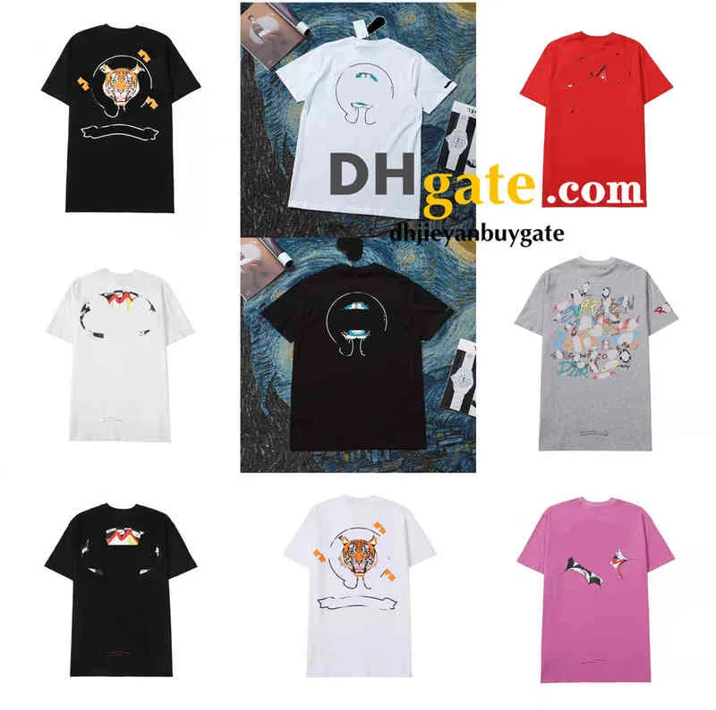 Summer Cartoon Style Women's Ch T Shirts Multi-Style Hip-Hop High Street Trend Men's Tees Sanskrit Horseshoe Cross Print bröstficka rund hals t-shirt