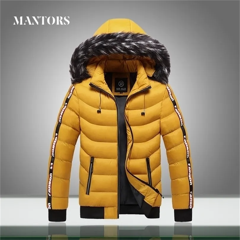 Jaqueta Parka com capuz masculina de inverno gola de pele de marca masculina quente grossa à prova de vento jaqueta removível casual outwear casacos 201209