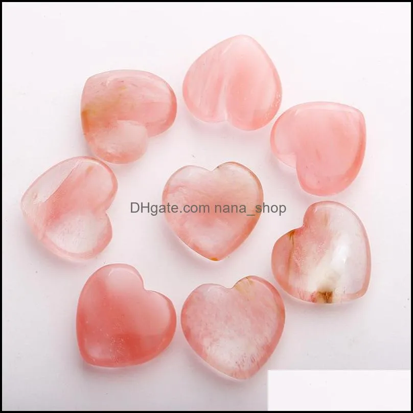 Natural crystal Semi-precious stone 3cm without a hole Heart shape Opal Rose Quartz turquoise for natural stone Yoga Energy Bead For Chakra Healing