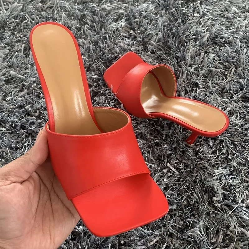 Arrivées Femmes Mode Pantoufles Talons Hauts Sandales Diapositives Bout Carré Slip Sur Bout Carré Mules Chaussures Femme D'été Diapositives CX220331