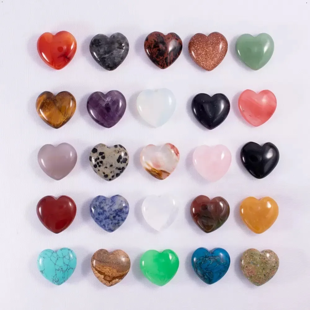 25mm Love Heart Natural Crystal Stone Craft Ornaments Quartz Healing Crystals Energy Reiki Gem Living Room Decoration