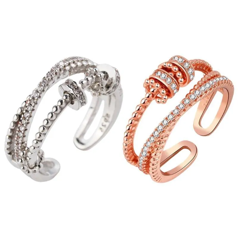 Fedi Nuziali Colori Ansia Anello Donna Uomo Anti Stress Regolabile Acciaio Bague Fai Da Te Per DropshipWedding