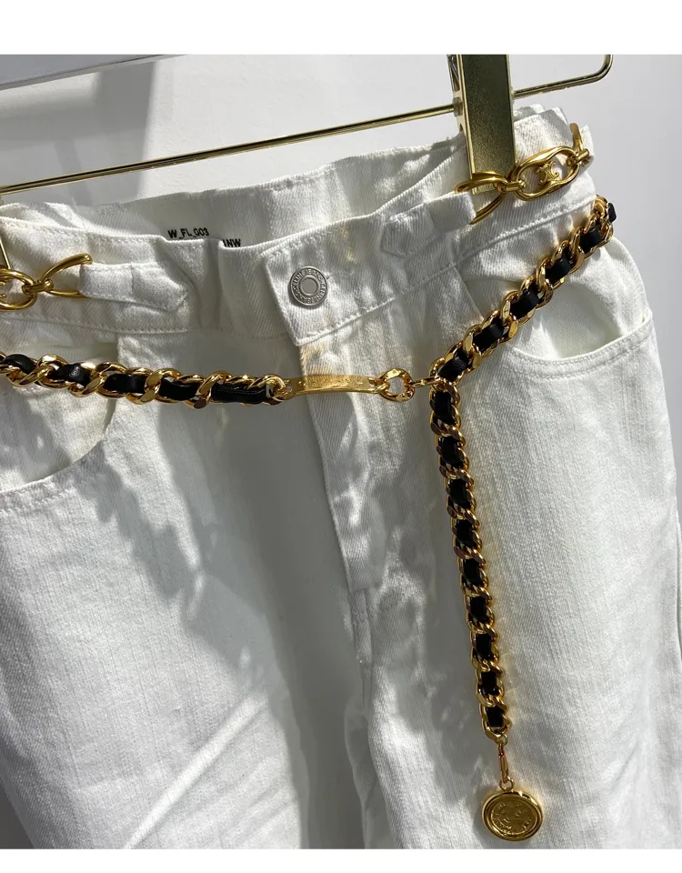Designer Belts Baroque Gold Plated Copper Snake Link Calfskin Waist Chains With Coin Pendent Vintage Black Metal Real_voghion.com
