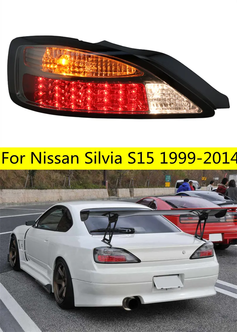 أضواء ذيل LED LED لسيارة Nissan Silvia S15 LED ALLIGHT ASSEMBLY 1999-2014 المصباح الخلفي المصباح الخلفي إشارة انعكاس لوقوف السيارات