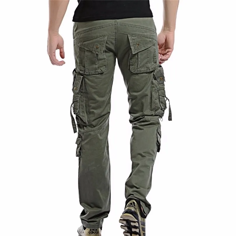 Men Cargo Pants Men Multi-Pocket Overall Male Combat Cotton Trousers Army Casual Joggers Pants Size 42 Drop 201128