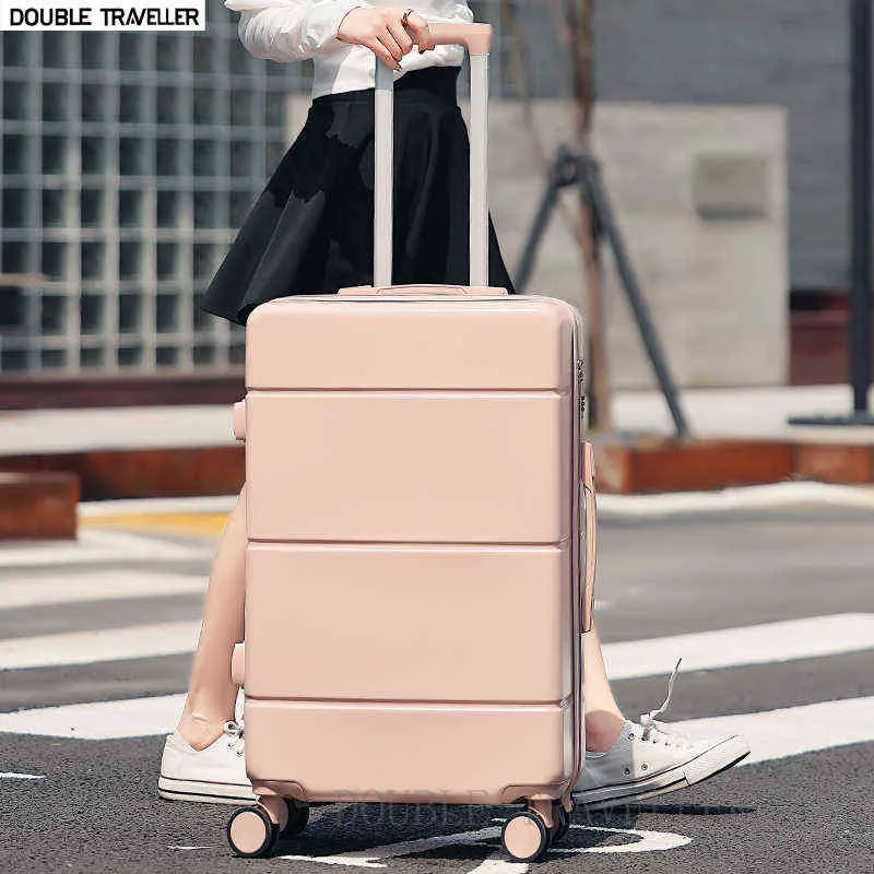 Reisekoffer auf Rollen, rosafarbenes Rollgepäck, Trolley-Tasche, Kabine, modisch, neu, Zoll J220708 J220708