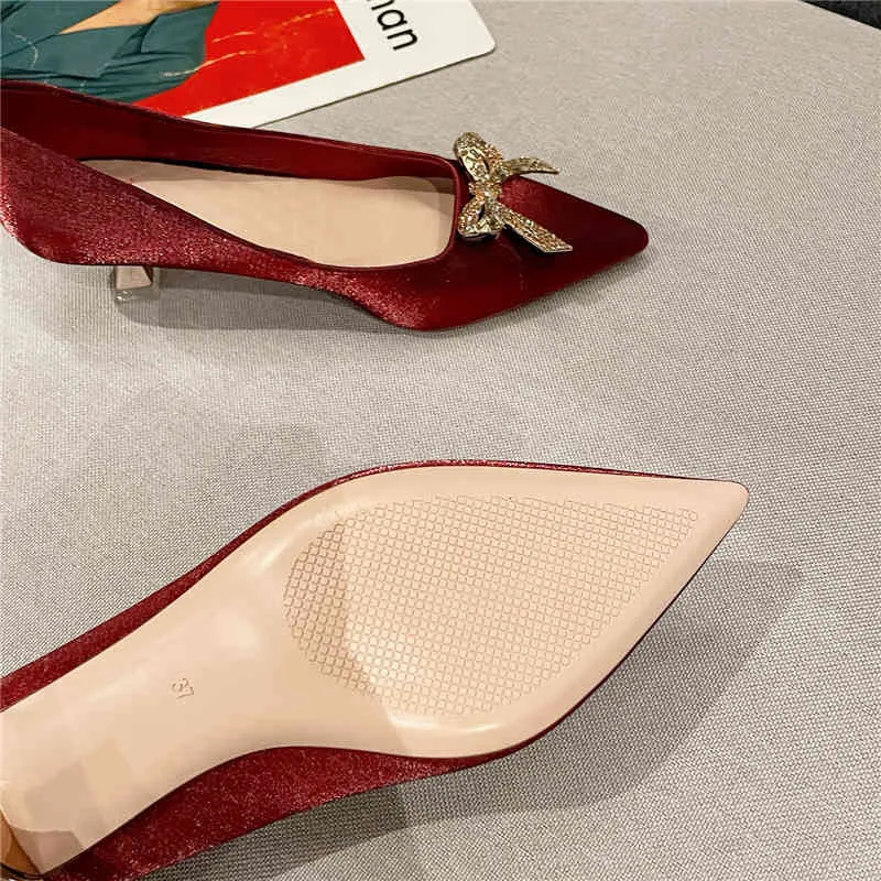 Dress Shoes designer French high heels women`s 2021 new autumn style thin pointed head versatile temperament medium shallow mouth single shoes autumnBC1M