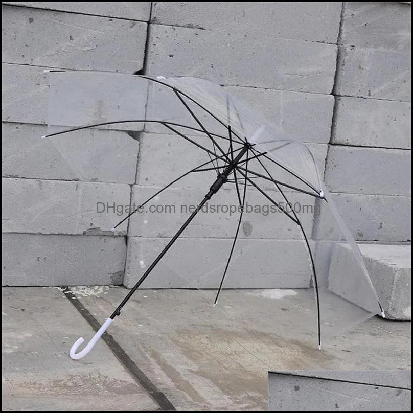 傘家sundriesホームガーデンカラーフ透明な長いストレートハンドル傘マチックブラックレインボーカスタムロゴ防水8ボン