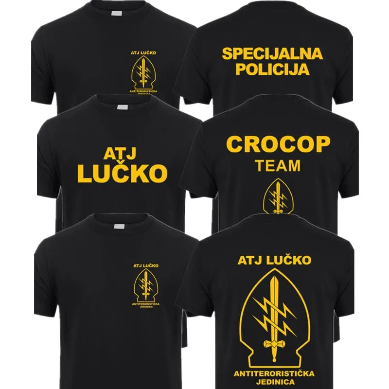 Męskie koszulki Atj Lucko T Shirt Man Cool Chorwajska T-shirt krótkie rękawowe terroryzm specjalny Force Tshirt Tops XS-5xl QR-016