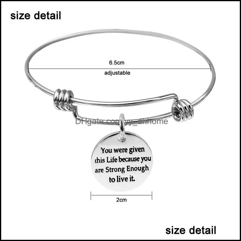 DIY You Are Braver Than You Believe Stainless Steel Adjustable Inspirational Wire Bangles Bracelets for Women Extendable