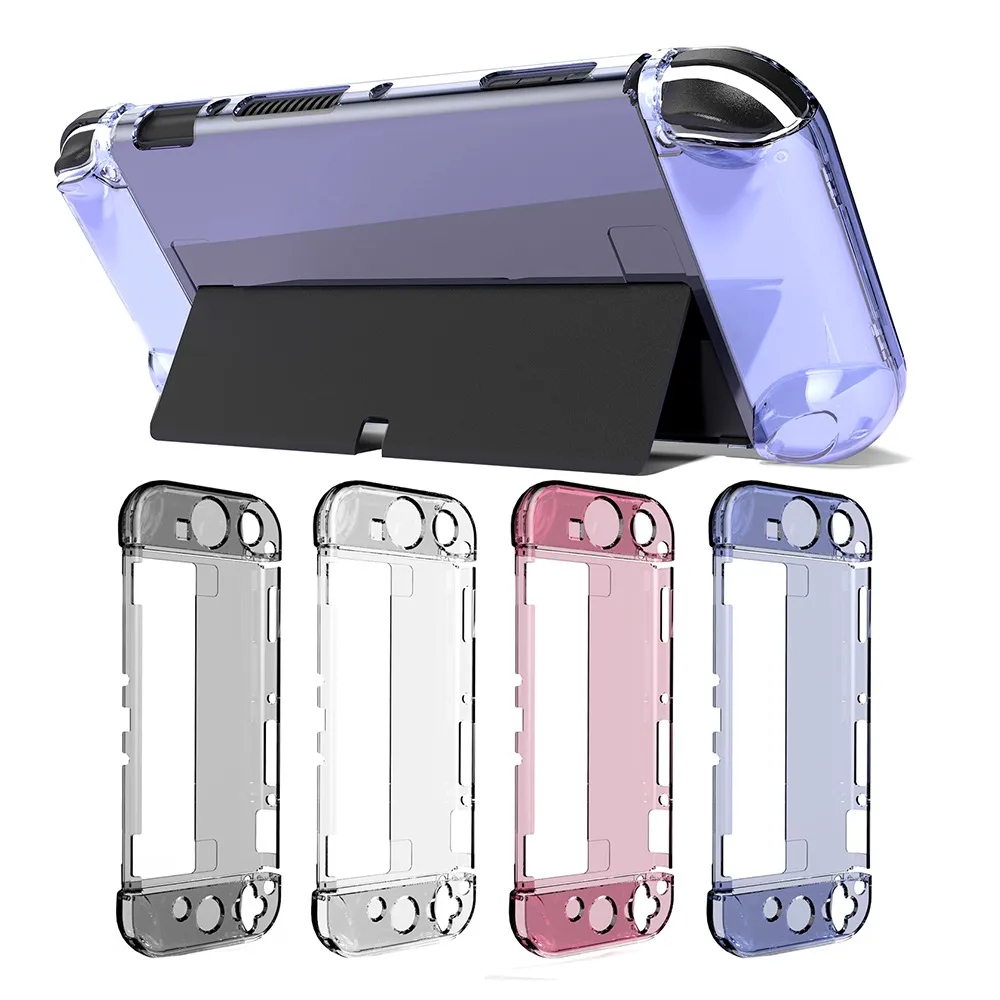 Étui en cristal transparent anti-rayures Transparent Crystal Flip Protector Skin Cover pour Nintendo Switch OLED Hard Shell FEDEX DHL UPS FREE SHIP