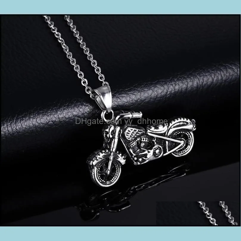 Punk Motorcycle Pendant Chain Necklace For Men Boy Biker Jewelry