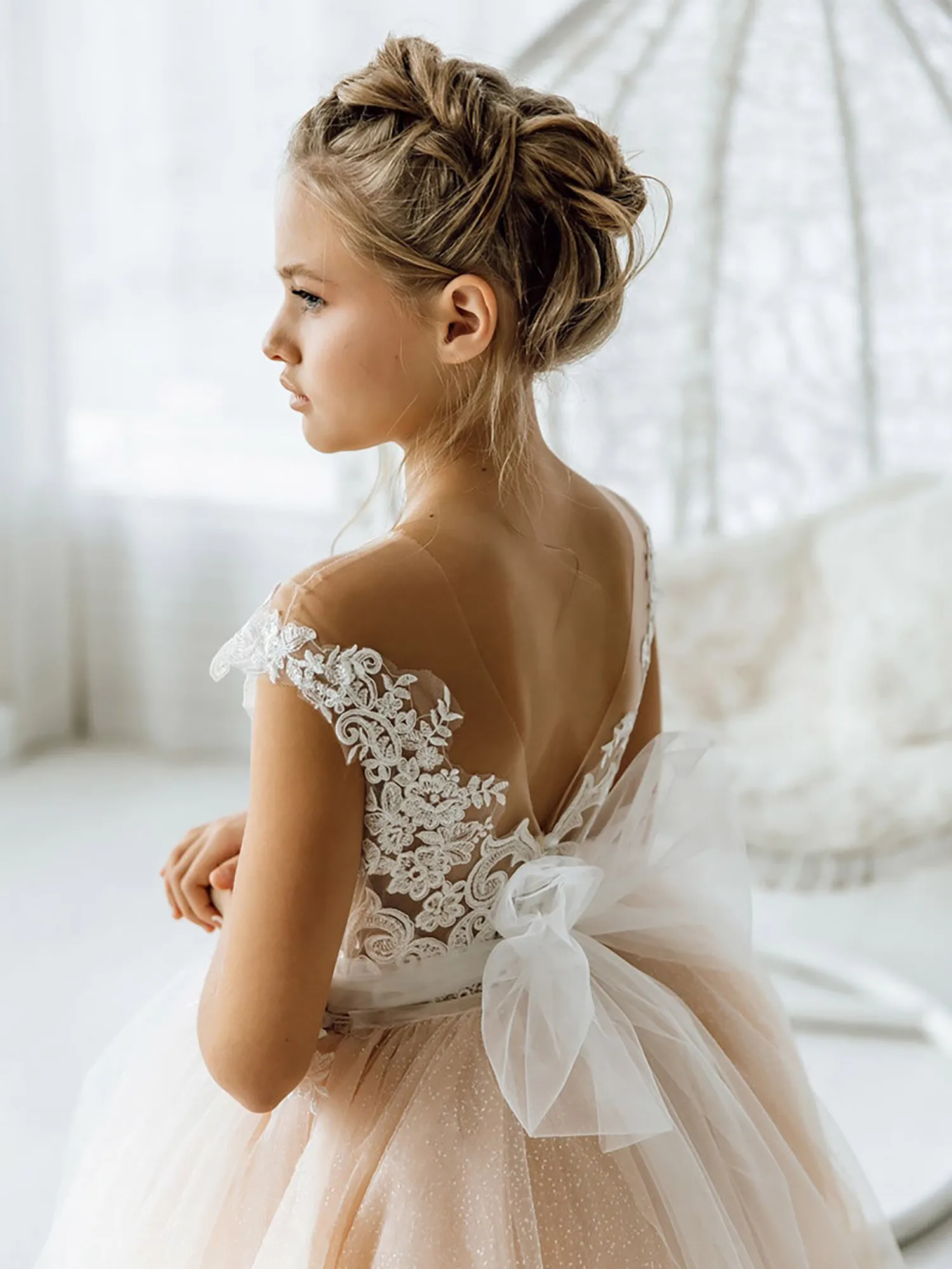 Vintage Lace Tulle Backless Ivory Childrens Dress For Weddings And First Communion Junior Bridesmaid Ball Gown Ages 4 8 MC2307 From Enjoyweddinglife 44.88 DHgate.Com