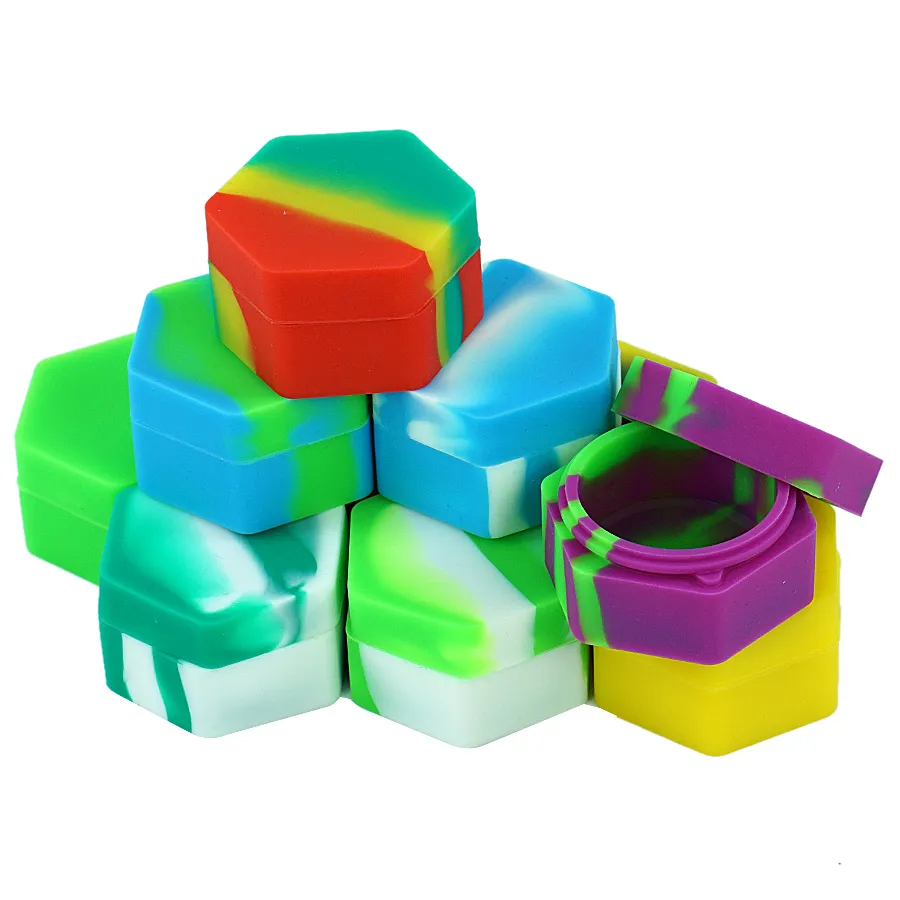 Neue Slicks Non -Stick Silicon Container Jar für trockenes Kraut Hexagon Silicon Box Wannenjar Wachs 26 ml