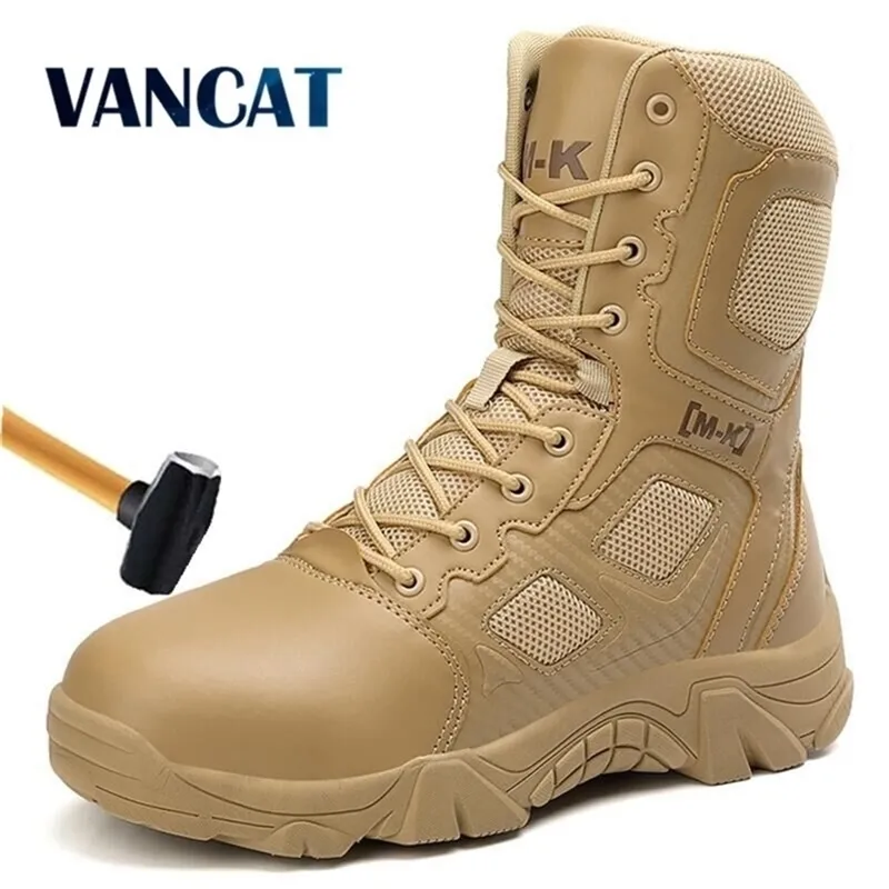 Segurança aço botas de dedo do pé antismishing de combate no tornozelo de bota tática de bota tática do deserto Exército Sapatos masculinos 47 Y200915