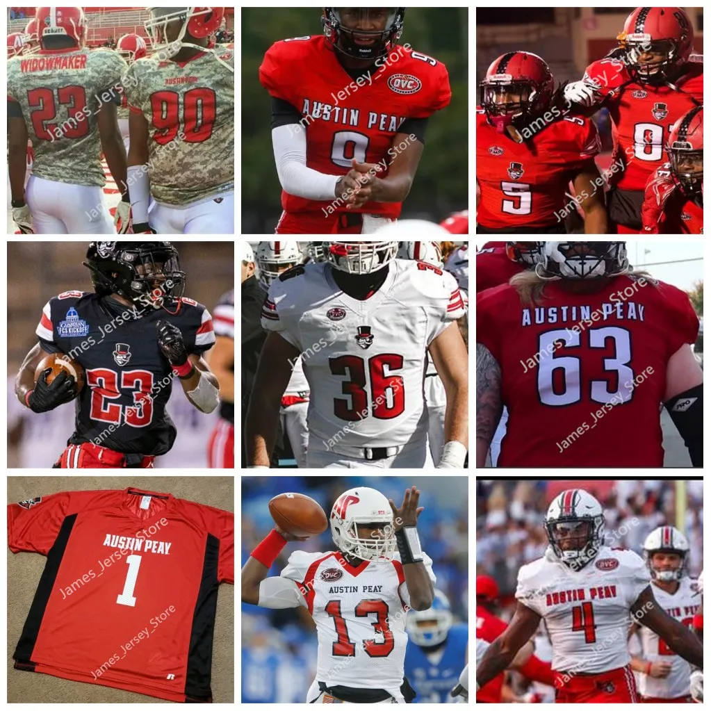 Austin Peay Governors Football Jersey 98 Deterias Glover 31 Hosea Knifeley Jr. 99 Chuck Manning 95 Elon McKenzie 18 Aaron Odom 91 Tyree Pharr 9 Kwame Sutton