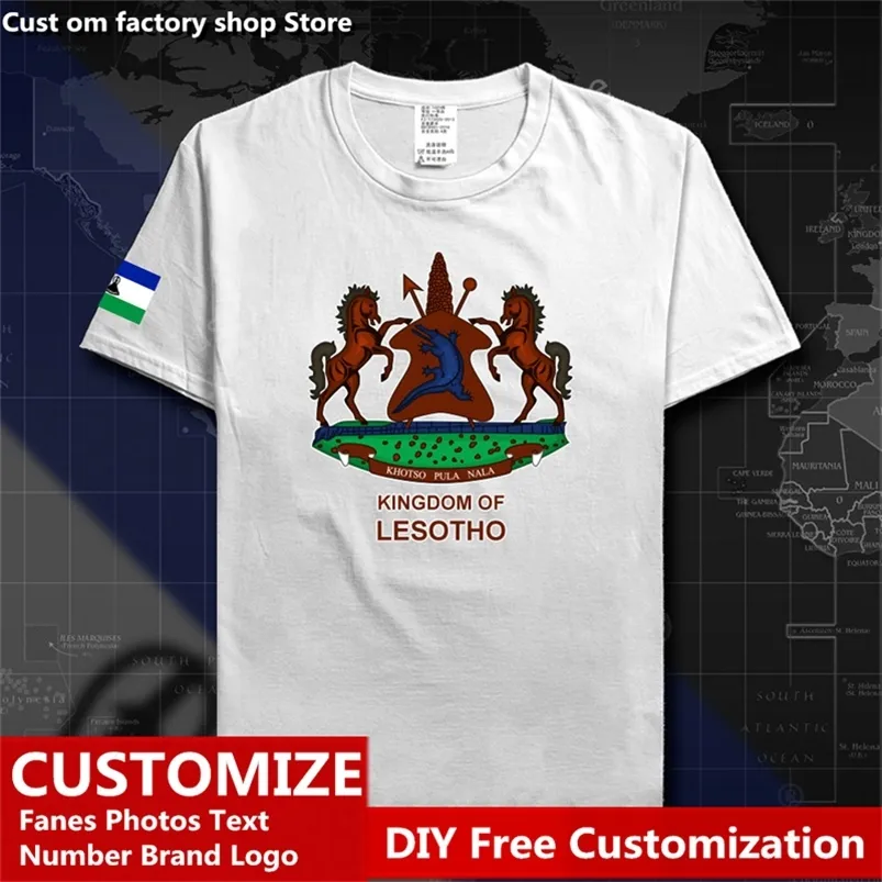 Lesotho LSO Sotho Basotho LS Pays T-shirt Personnalisé Jersey Fans DIY Nom Numéro High Street Mode Lâche Casual T-shirt 220616