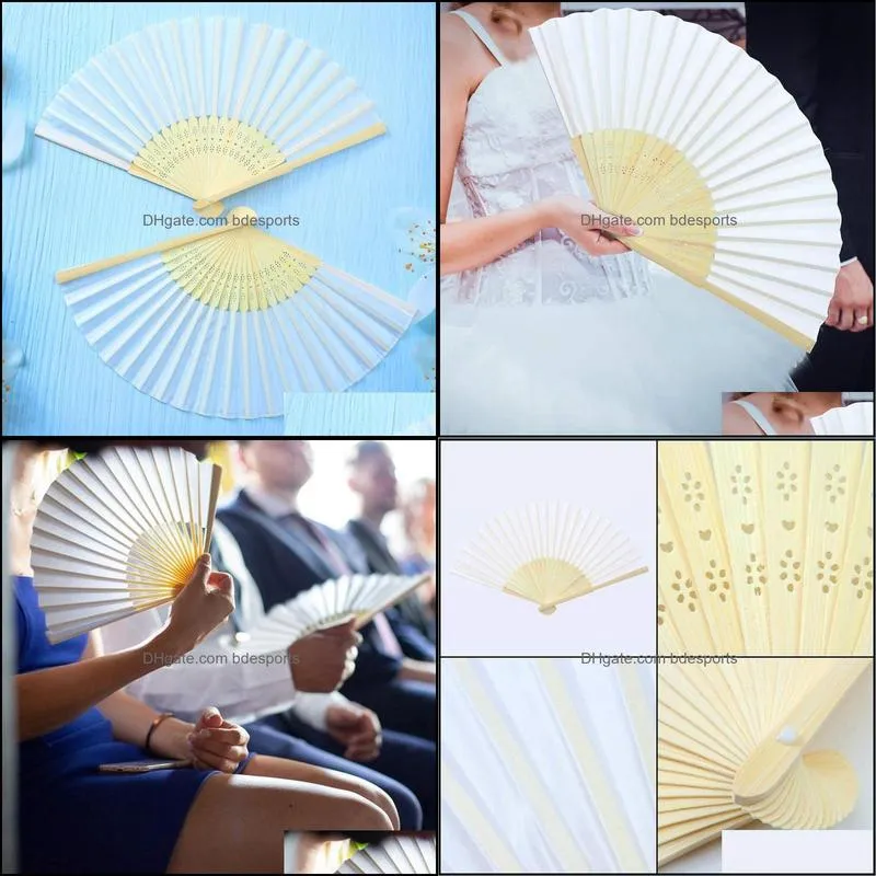 Other Home Decor 18 Pieces White Handheld Fans Cloth Bamboo Folding For Wedding Decoration, Church Gifts, Party Favors, Diy