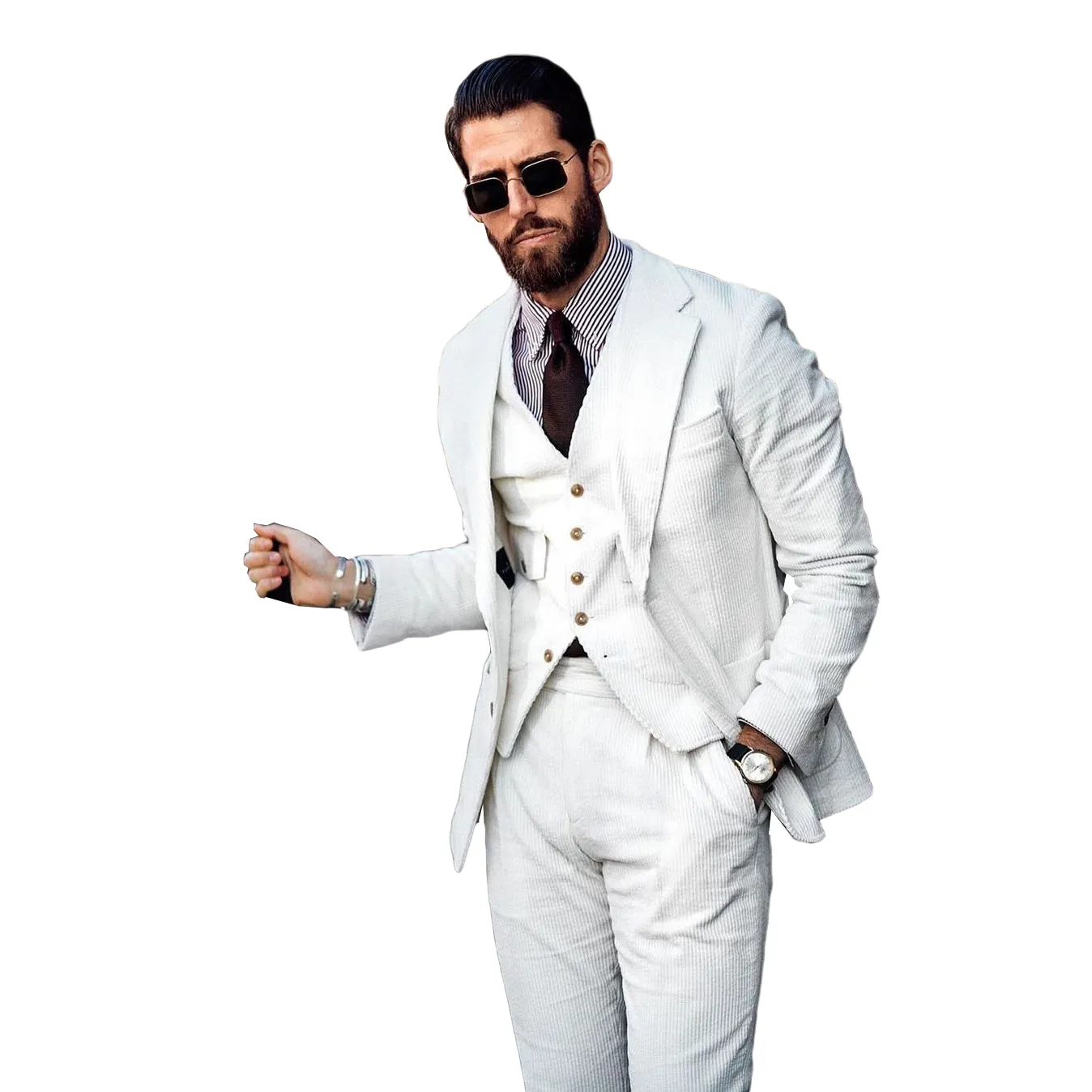 Tuxedos De Mariage Pour Hommes Slim Fit: Costume Blanc Élégant