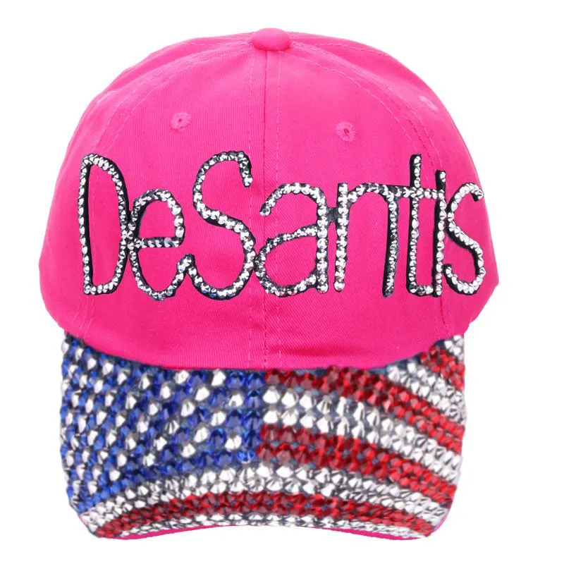 Custom high quality baseball caps for women Cotton Rhinestone Hat snapback cap with letter Desantis wholesale