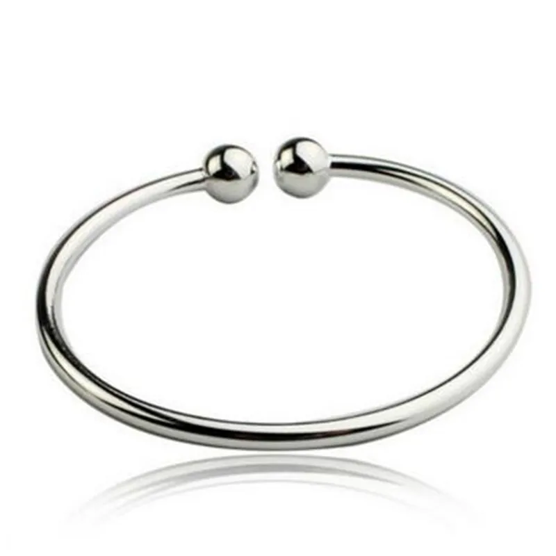 Bracciale in argento a doppia sfera Bracciale aperto da donna Polsini a mano Braccialetti in sterline 925 Braccialetti di moda