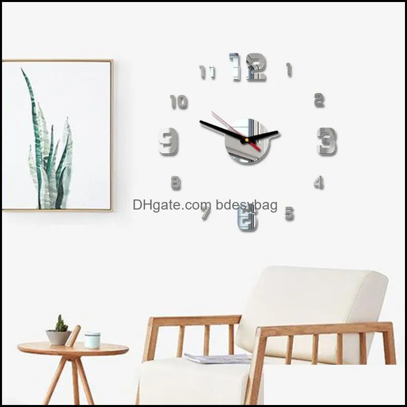 2019 modern design rushed quartz clocks fashion watches mirror sticker diy living room decor new arrival 3d real big wall clock