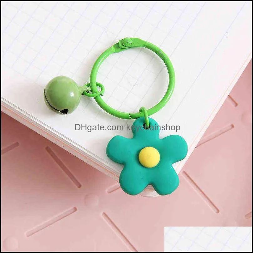 fashion simplicity cute color flowers bell lovely keychain silicone clothes backpack keyring key chains charms for women gifts