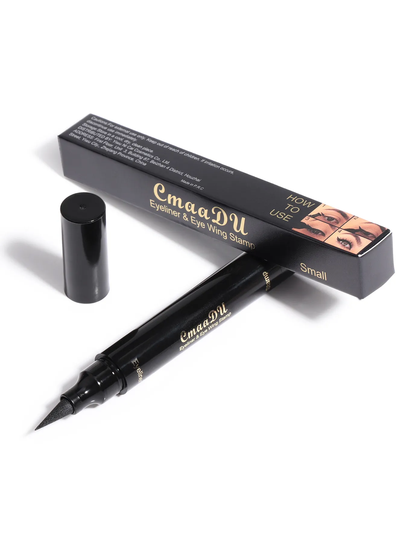 2 In 1 Eyeliner Stamp Liquid Eye Liner Pencil Waterproof Long Lasting Black Eyeliner Pen Professional Eyes Makeup