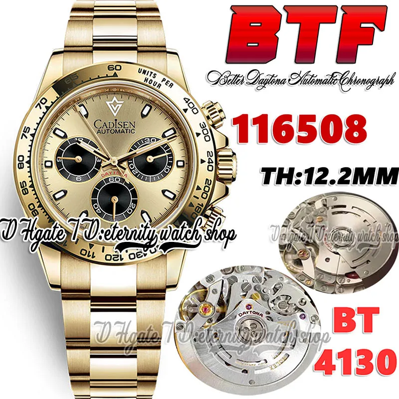 BTF Better Factory BT116508 Mens Watch SA4130 Хронограф Автоматический TH 12,2 мм 18K Желтого золота Черный шампанский циферблат 904L Oystersteel Bracelet Eternity Watches