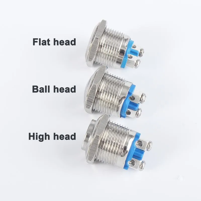 Schakel 16 mm19 mm Hoge kop Reset Toonlijke metalen drukknop plat rond Ronde koperen Nikkel zilveren auto hoorn deurschakelaar