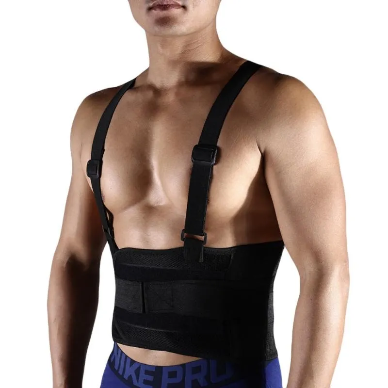 Apoio da cintura Cinturão traseira ajustável Men respirável de fitness levantamento de peso, correndo com tiras de ombrowaistwaistwaist