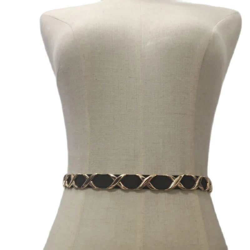 Pasy 1,5 cm cienki elastyczne rozciągnięte złoto litera listew dla kobiet mody correas para mujerbelts