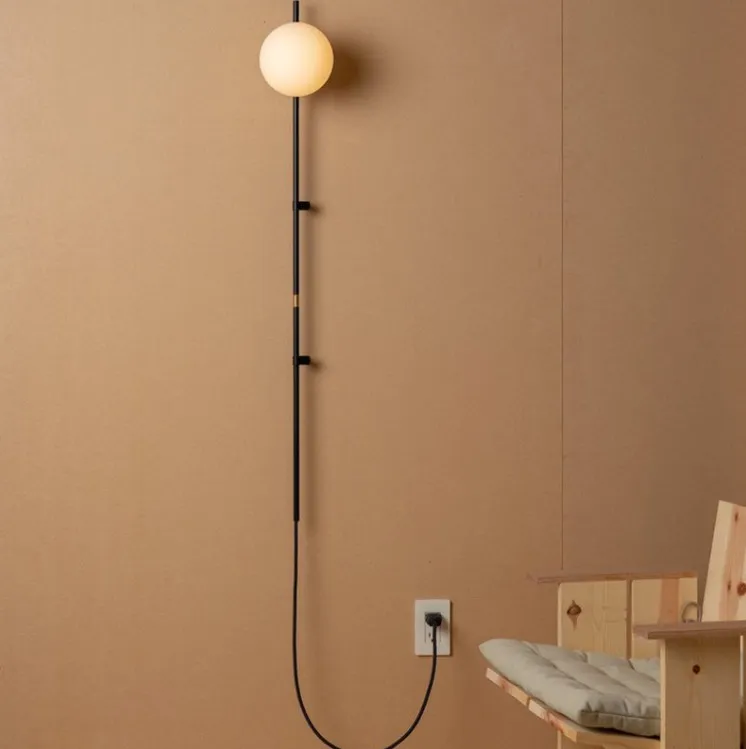 Nordic Bedroom Wall Lamp Living Room Simple Modern Free Wiring With Cord Plug Plug-in Switch Hotel Modeling Lamp Floor