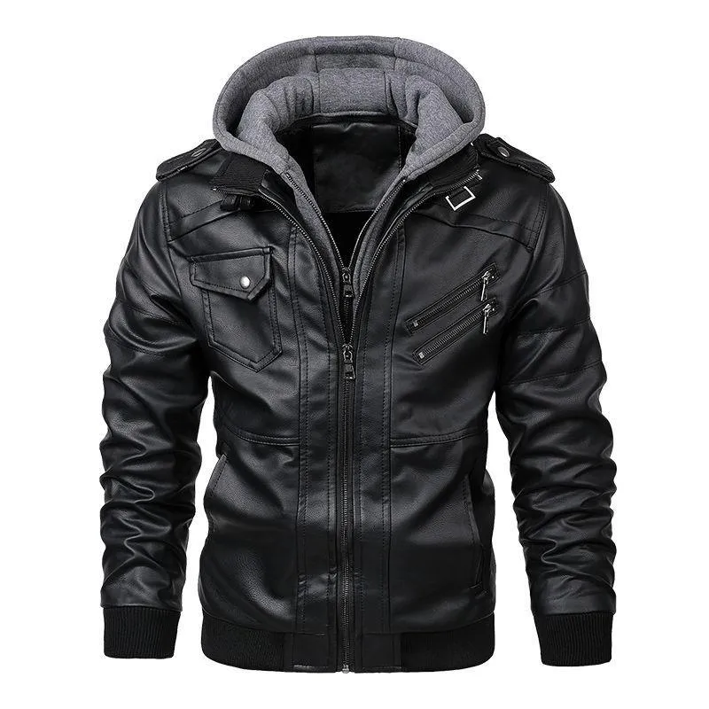 Мужские куртки осень зимняя мужская мотоциклетная кожаная куртка кожа