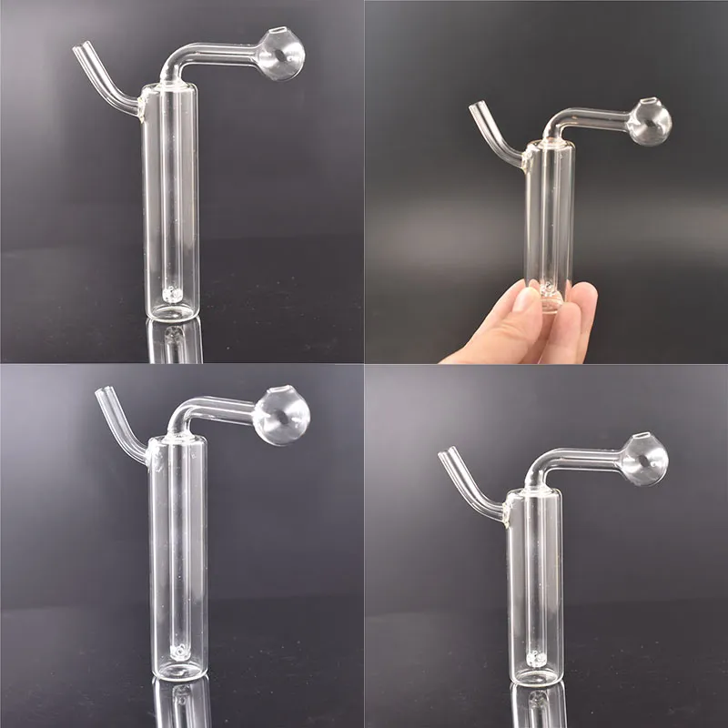 Partihandel mini klart glasoljebrännare bong rör shisha vattenpipa dab rigg rökning vattenrör med 10 mm skål