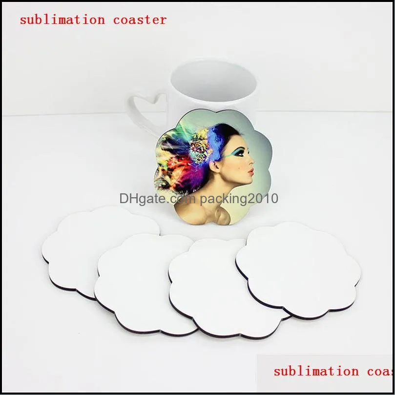 sublimation coaster for customized gift mdf wood coasters for dye sublimation flower shape heart transfer printing blank consumables