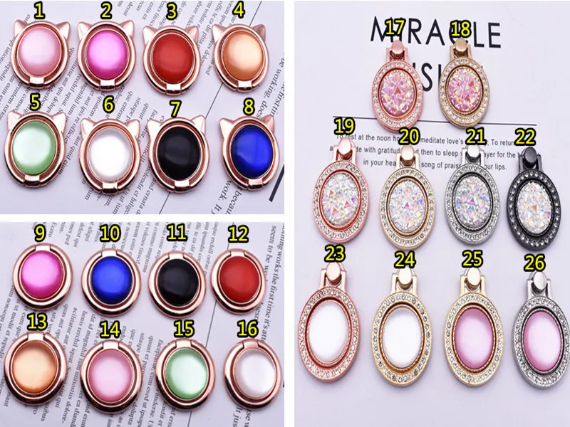 حامل الهاتف المعدني العالمي Diamond Gemstone Kickstand Cat Ring Mount Bling Finger Stand Bracket Grip for iPhone Samsung Huawei Motolola LG HTC Android Hompotes