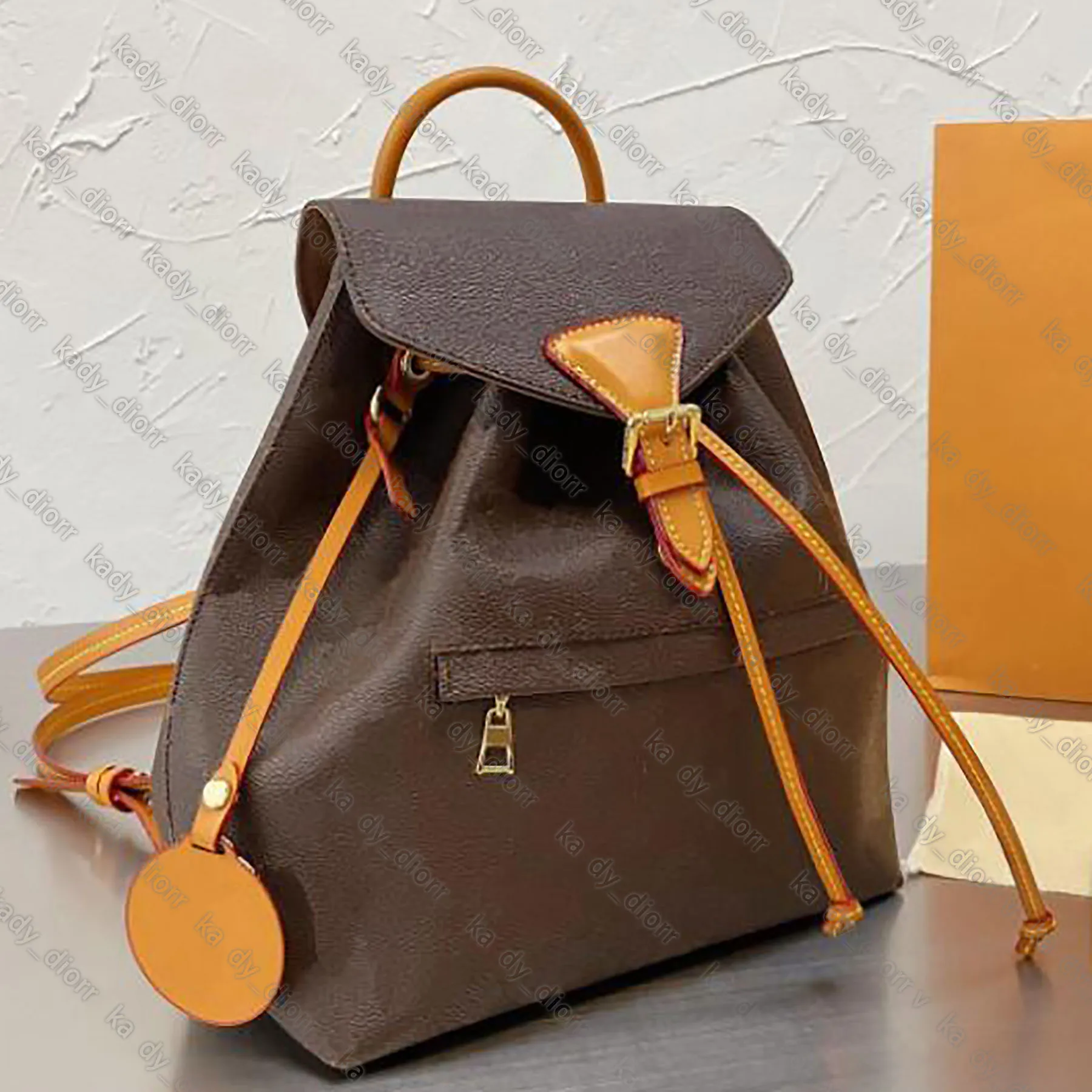 Elegant Brown Monogram Backpack I Santi” Monogram Backpack with Front Pocket – 2063 – iSantiBags main image 3