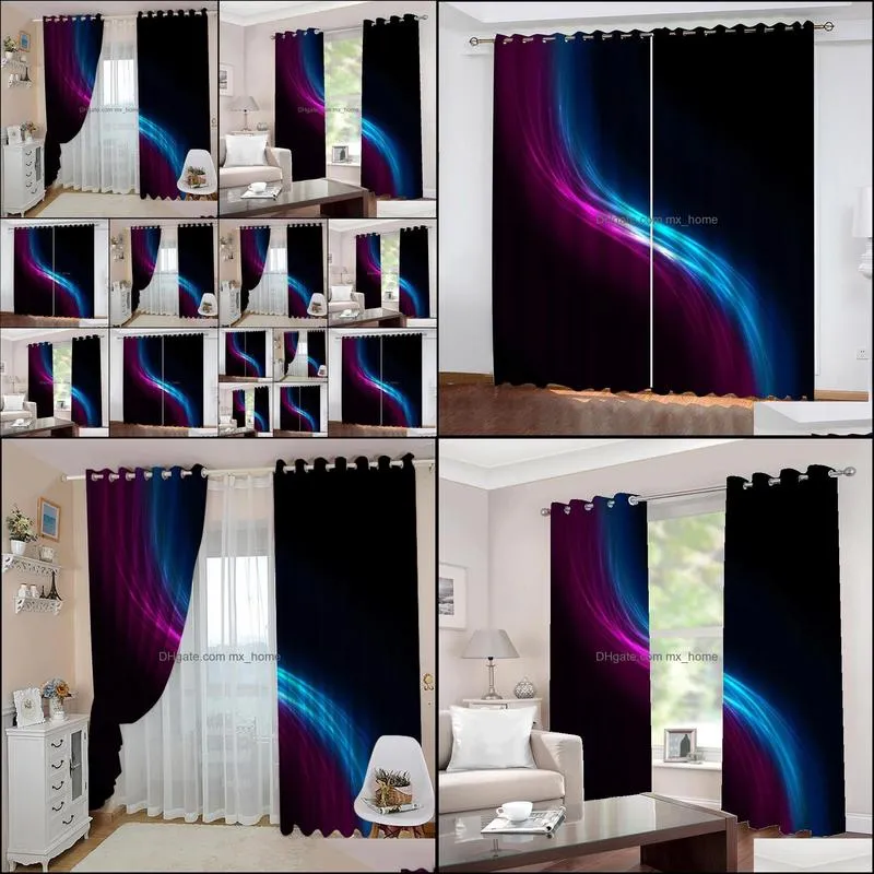 custom curtains Black blue purple color stripes 3D Blackout Curtains For Living room Bedding room Drapes Cotinas para sala