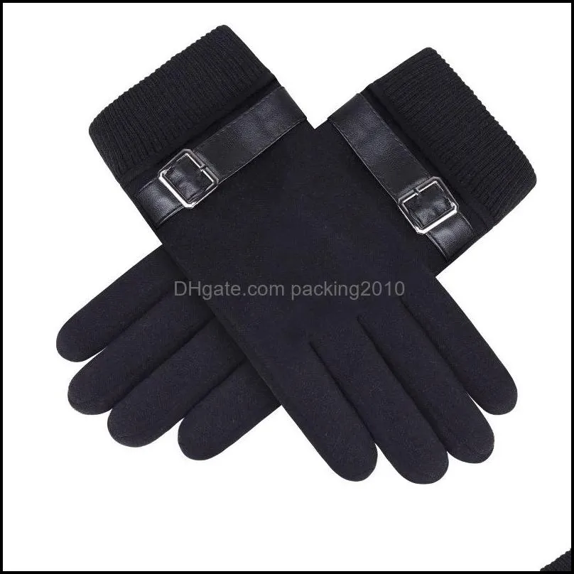 men winter gloves screen touch gloves warm gloves full finger glove fashion plush inside glove casual solid wrist mittens yfa2612