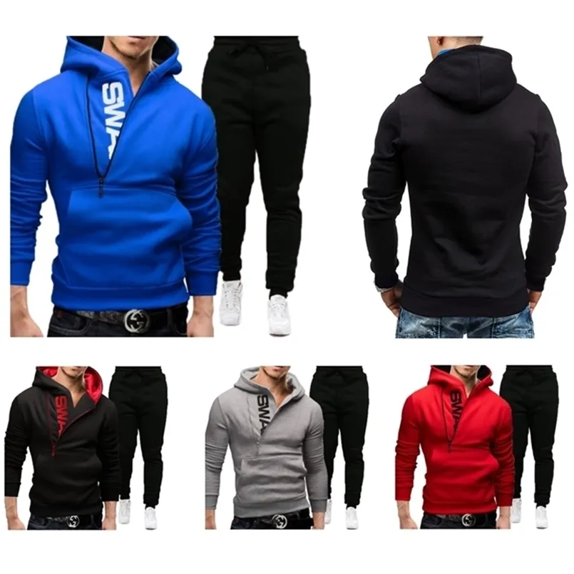 Tracksuit Men's 2 Pieces Set Sweatshirt and Sportspants Outfits Zipper Hoodies Casual Men's Clothing Plus Size Ropa Hombre 220610
